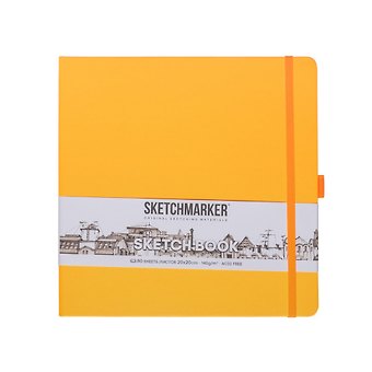 Скетчбук 20*20 80л "Sketchmarker" оранжевый неон, 140г/м2, слоновая кость, тв.обл.
