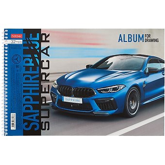 Альбом для рисования Hatber, BLUEsupercar, А4, 32 листа, на спирали, в ассортименте