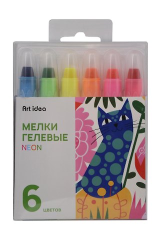 Мелки гелевые 06цв ColorBoom неоновые цвета, выкручивающиеся, PVC-уп., Art idea