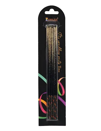 Набор свечей для торта Black Gold (черные с золотом) (6шт) (15см) (12-7color-candle_21)