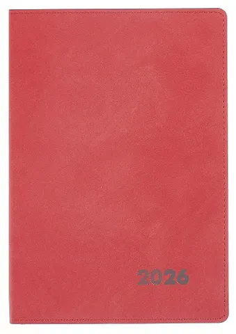 Еженедельник датированный 2026 год, А5+, 80 листов, Нубук, коралловый