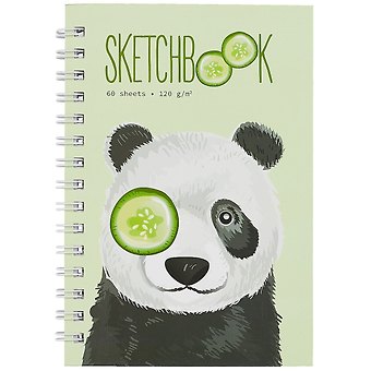 Скетчбук А5 60л Панда 120г/м2, тв. обложка, софт. тач, евроспираль