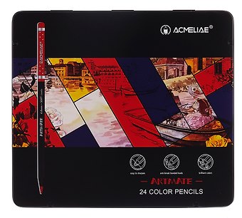 Карандаши цветные 24цв Blackwood Artmate мет.футляр, супермягкие, утолщ.грифель 4мм, ACMELIAE