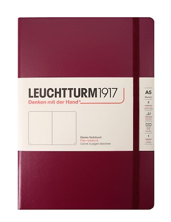 Книга для записей A5, 125 листов, нелинованная Classic, твердая обложка, красный портвейн, Leuchtturm1917
