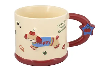 Кружка Собачка в кофточке (керамика, красная ручка) (450мл) (12-B3-6641-202510-STB-02)