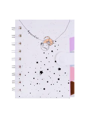 Записная книжка А6 100л лин. Space cat 4 пласт.разделителя, пласт.обложка, спираль, ассорти, инд.уп.