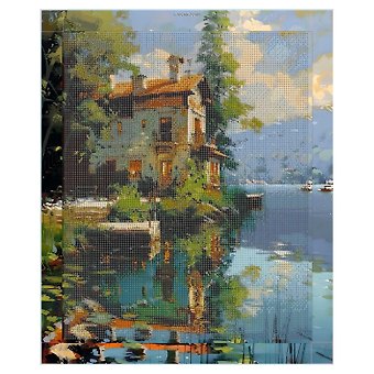 Алмазная мозаика Дом на озере 40*50 см