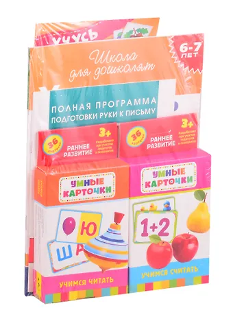 Домашняя школа - учимся играя (комплект из 2 книг + 2 набора карточек)