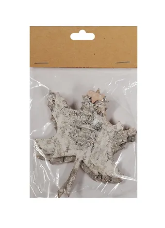 Декоративный элемент из коры в пакете с хедером, лист, 2 шт, 8,5*10 см (11-00278-YW255)
