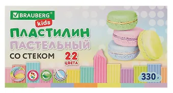 Пластилин 22цв 330гр BRAUBERG KIDS пастельный, к/к, стек, Луч