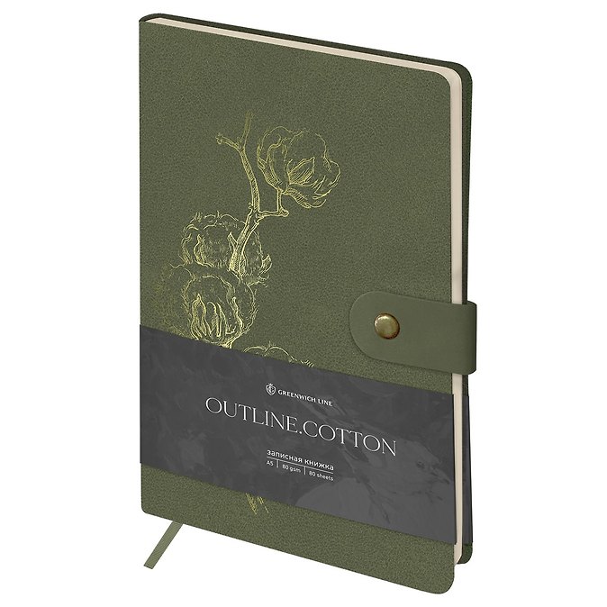 Книга для записей А5 80л тчк. "Outline. Cotton" кожзам, с замком, тиснение фольгой, внутренний карман - Изображение 10